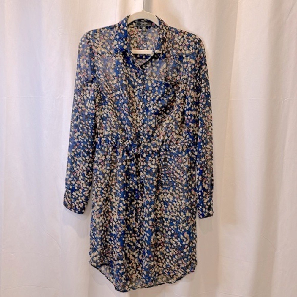 Jessica Simpson Semi Sheer Subtle Star Pattern Shirt Dress